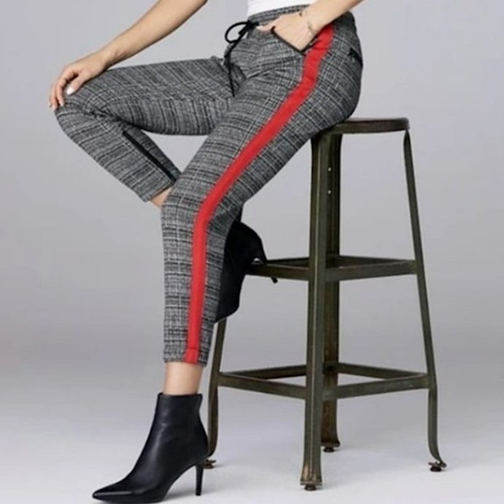 David Lerner Slim Track Jogger with Vegan Details Plaid — NEW WITH TAGS